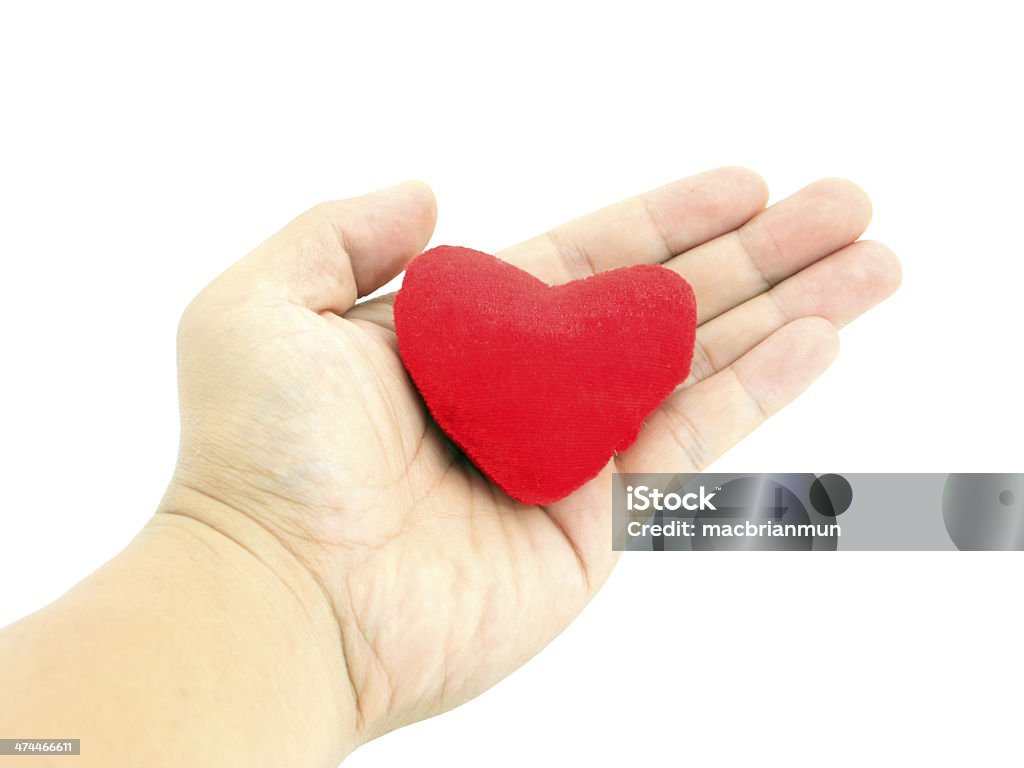 Hand Holding Small Heart Shaped Pillow Isolated On White Stock ...