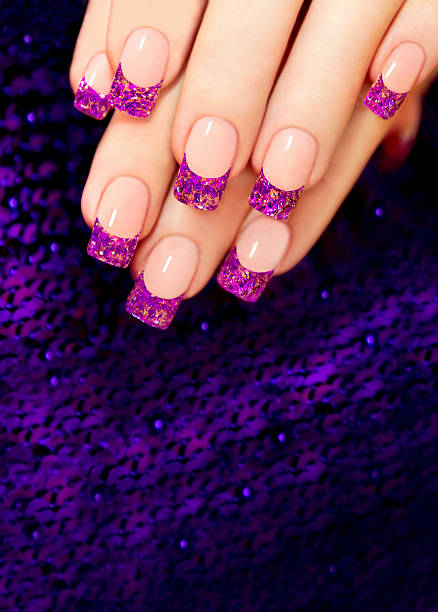 istock Nail extension with blue mica. 474466703