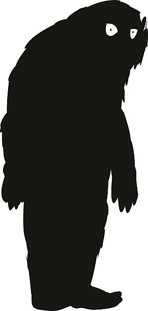 silhouette der yeti - hairy animal hair fantasy monster stock-grafiken, -clipart, -cartoons und -symbole