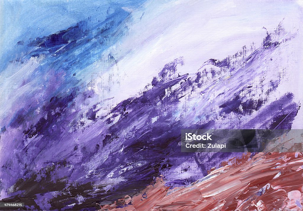 Abstracto azul, violeta y Sienna cuadro al óleo - Ilustración de stock de Abstracto libre de derechos