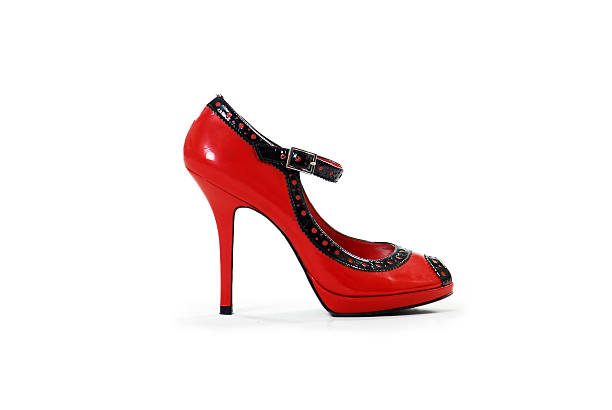 istock Single Red and Black High Heel Shoe with Buckle 474468944