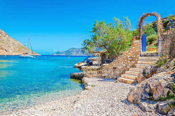 istock Stairs from sandy beach on Greece island Kalymnos 474470336