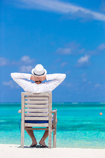 istock Young man enjoying summer vacation on tropical beach 474470346