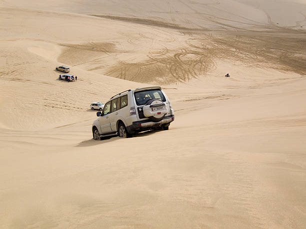 Travel in the desert in the car