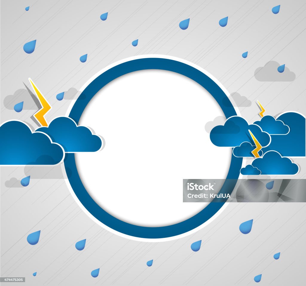 悪天候ラウンド空白のままにします。 空に雲と lightnings - しずくのロイヤリティフリーベクトルアート