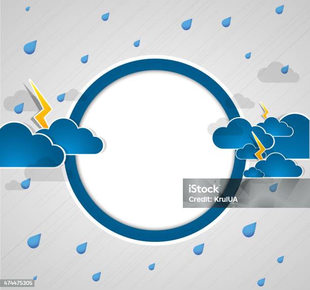 悪天候ラウンド空白のままにします 空に雲と Lightnings - しずくのベクターアート素材や画像を多数ご用意 - しずく, アイデア, イラストレーション