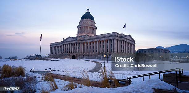 Winter Deep Freeze Sunrise Landscape Utah State Capital Architecture Stock Photo - Download Image Now