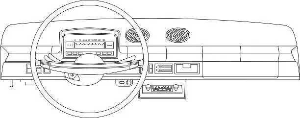 Vector illustration of The dashboard of an old vehicle