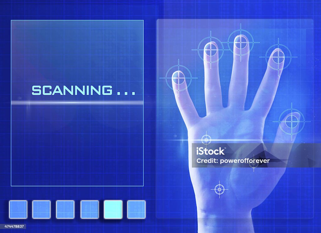 Digital Fingerprint Scanner Digital Fingerprint Scanner. Futuristic Stock Photo