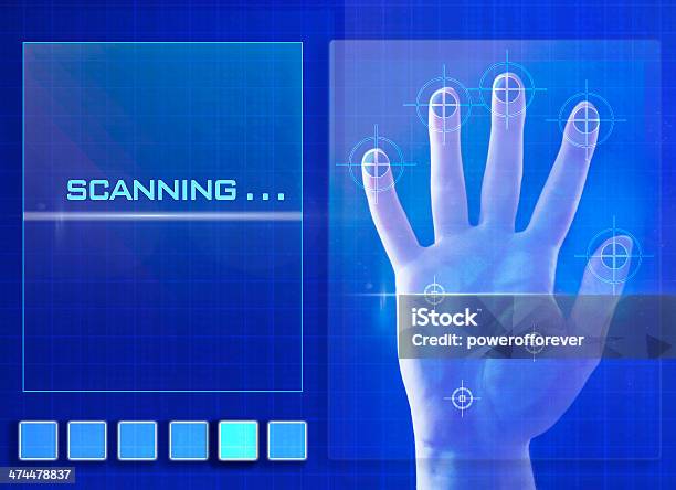 Digital Fingerprint Scanner Stock Photo - Download Image Now - Futuristic, Biometrics, Close-up