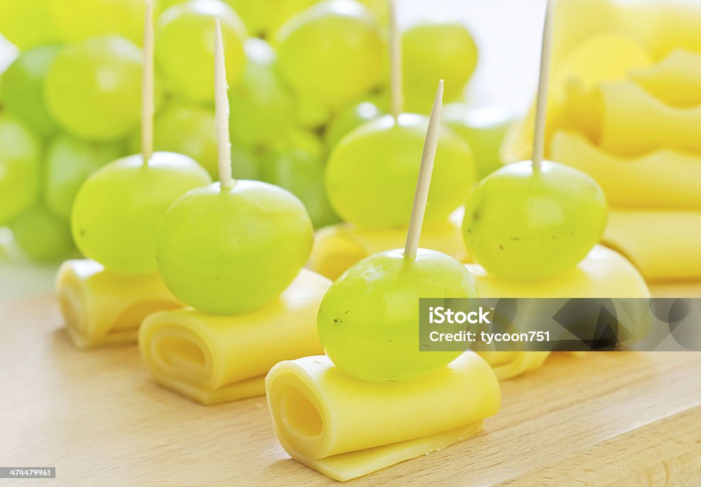 canape with grape and cheese Cheese Stock Photo