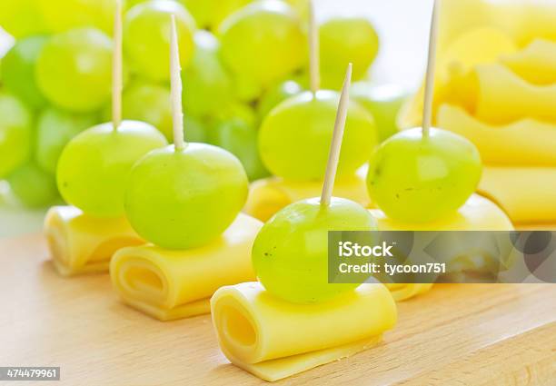 Canape With Grape And Cheese Stock Photo - Download Image Now - Cheese, Skewer, Appetizer