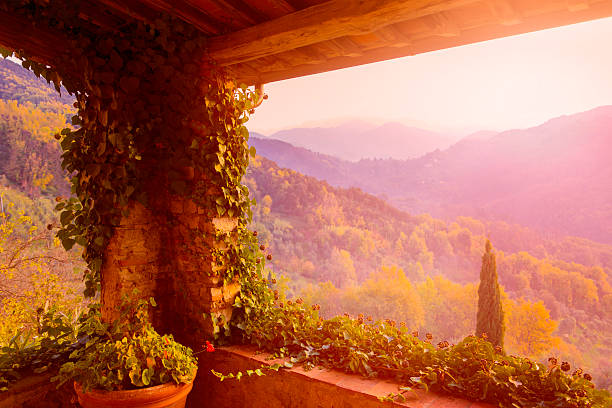 Tuscan balcony view, stock photo