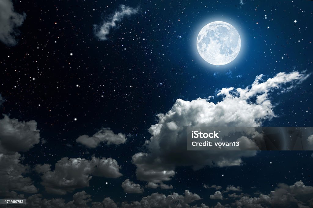 Night sky backgrounds night sky with stars and moon and clouds. wood. Elements of this image furnished by NASA Moon Surface Stock Photo