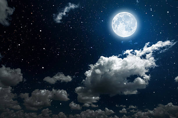 Night sky backgrounds night sky with stars and moon and clouds. wood. Elements of this image furnished by NASA moonlight stock pictures, royalty-free photos & images