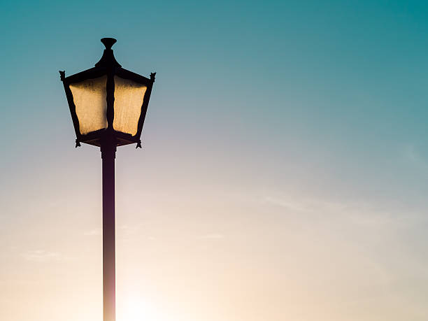 istock Old fashioned street lamp, background 474481372