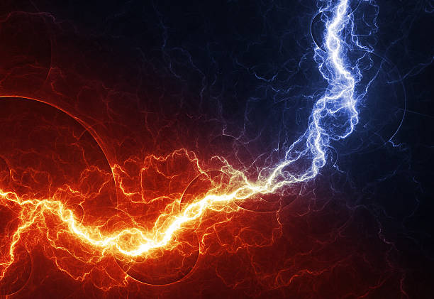 istock Fire and ice abstract lightning background, clash of the elements 474483912