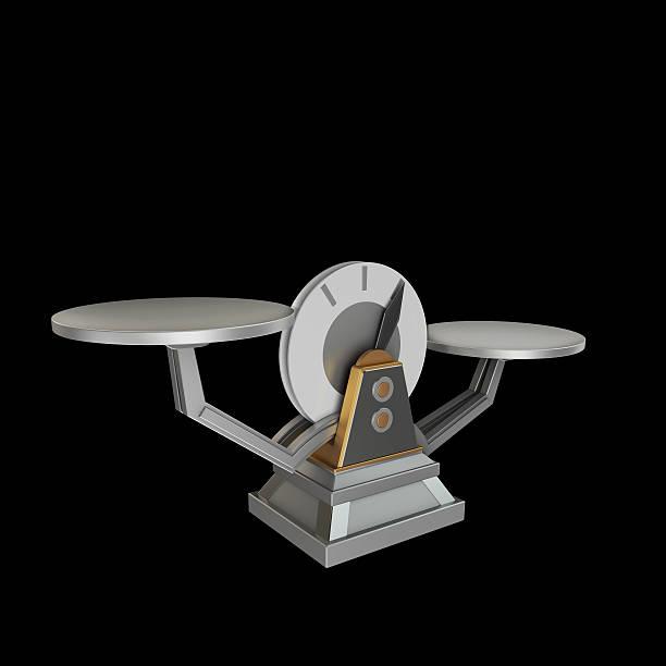 istock Business concept. Scales isolated on black background. 474487052