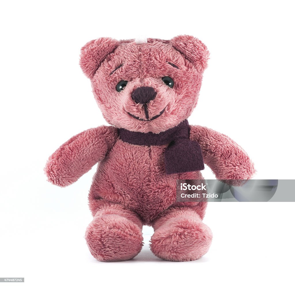 Hand Made Teddy Bear Red Color With Scarf Isolate Stock Photo ...