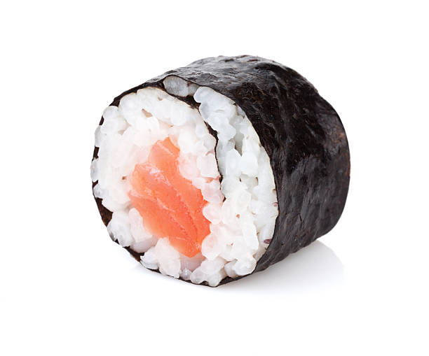 Sushi maki with salmon Sushi maki with salmon. Isolated on white background maki sushi stock pictures, royalty-free photos & images