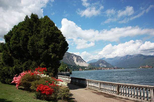 istock Lago Maggiore Stresa Waterfront blooming under blue sky 474488032