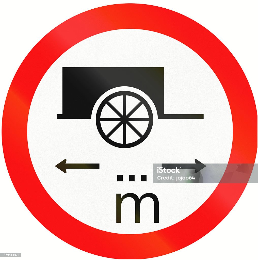 Cart Lorry Length Limit in Indonesia Indonesian traffic sign prohibiting thoroughfare of carts with a length of ... meters. 2015 Stock Photo