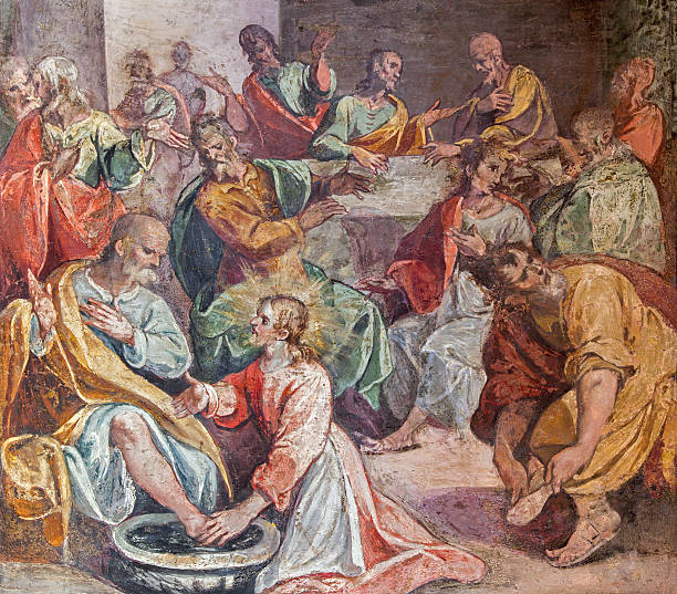 istock Rome - The feet washing scene of Last supper. 474491874