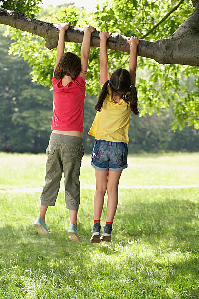 istock Girls Hanging From Tree Branch 474492747