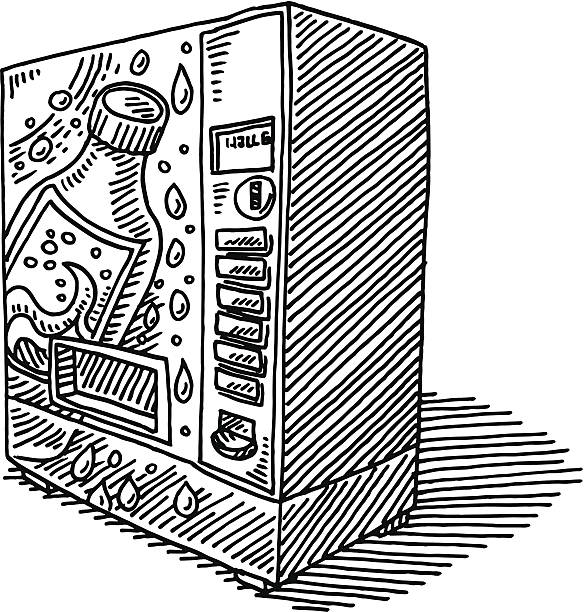 ilustrações, clipart, desenhos animados e ícones de máquina de venda automática de refrigerantes de desenho - vending machine machine coin operated convenience