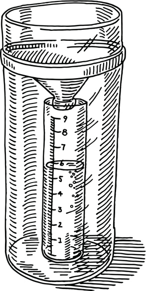 Hand-drawn vector drawing of a Rain Gauge Measurement Equipment for Identifying the amount of precipitation. Black-and-White sketch on a transparent background (.eps-file). Included files are EPS (v10) and Hi-Res JPG.