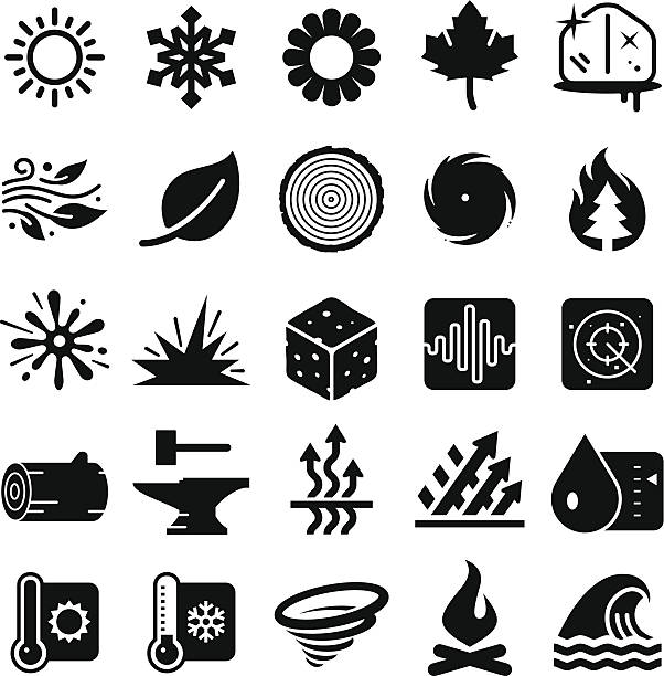 ziemia elementy ikony, czarny seria — - spring leaf wind sunlight stock illustrations