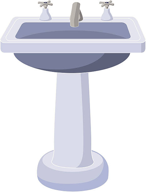 pedestal sink vector art illustration