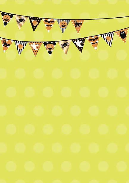 Vector illustration of Retro Halloween Bunting Design with Copy Space