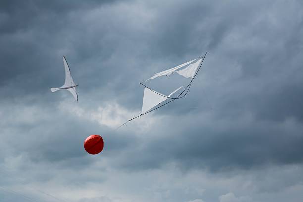 Cervia, Italy - May 1, 2015: Some kites that participated in the International Kite Festival in 2015 in Cervia.
