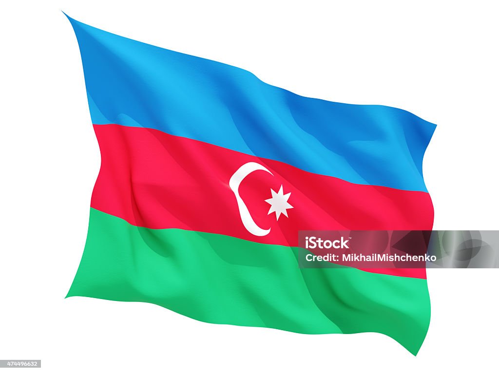 Waving flag of azerbaijan Waving flag of azerbaijan isolated on white 2015 Stock Photo