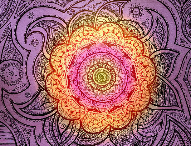 Purple orange pink Mandala stock photo