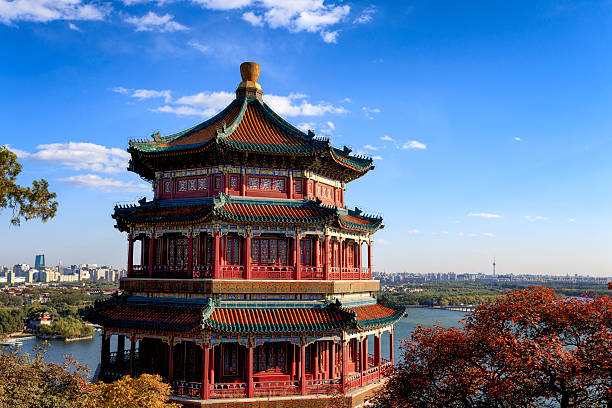 istock Traditional Chinese Architecture: Summer Palace and Beijing Skyline 474506622