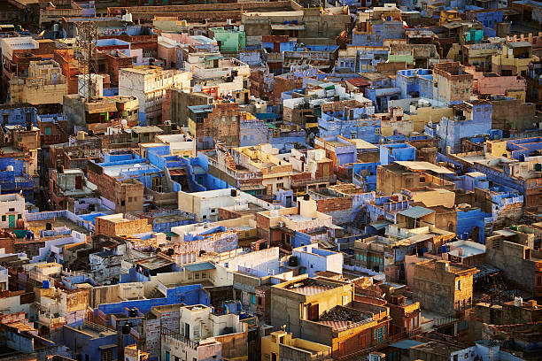 Above View Of Blue City In Jodhpur, Rajasthan, India stock photo
