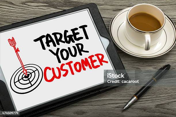 Target Your Customer Hand Drawing On Tablet Pc Stock Photo - Download Image Now - 2015, Advertisement, Advice