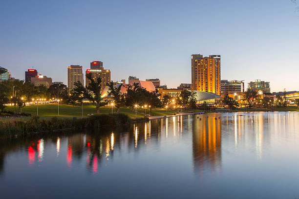 Adelaide city, South Australia This photo was shot from the center city of Adelaide, Australia after sunset. adelaide stock pictures, royalty-free photos & images