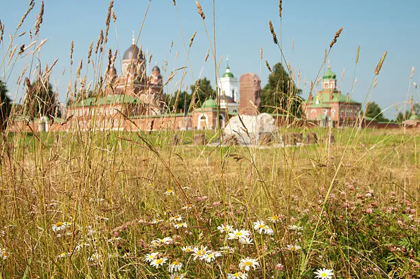 Photo of SPASO-BORODINSKY (Savior in Borodino)  convent, focus on the grass