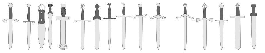 cartoon image of old swords