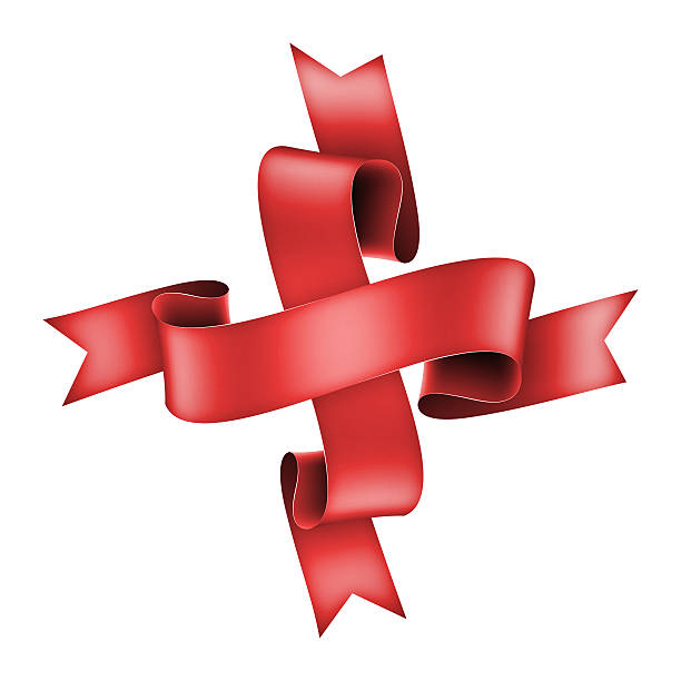 istock red ribbon banner in cross shape 474520260
