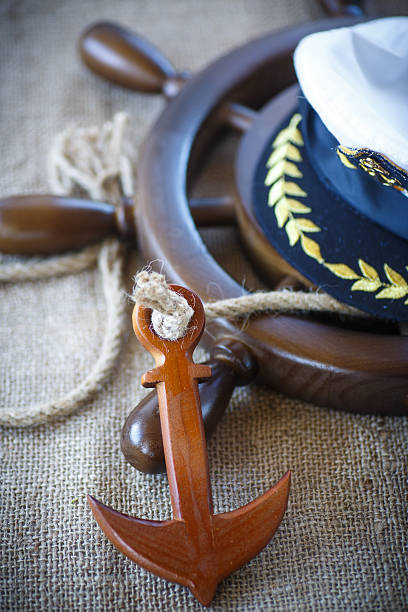 istock Decorative wooden ship anchored at the helm 474520264
