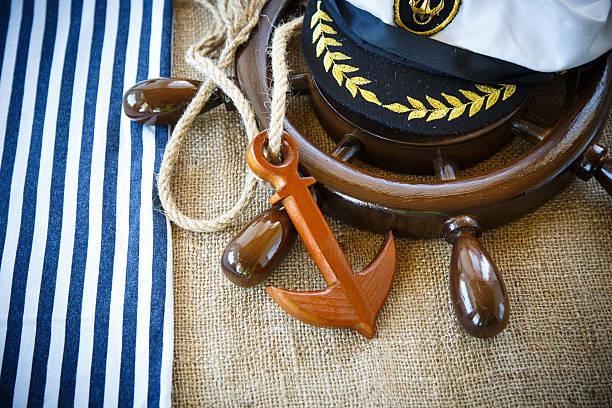 istock Decorative wooden ship anchored at the helm 474520270