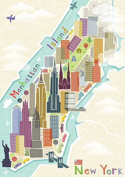 Vector illustration of New York map illustration