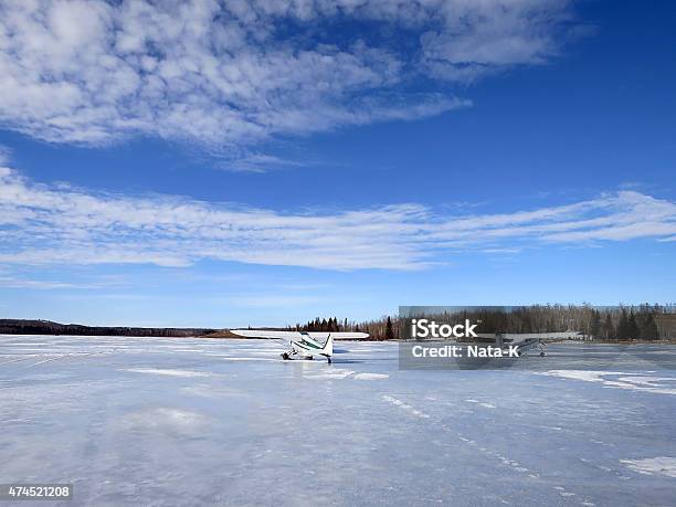 Airplanes On Frozen Lake Stock Photo - Download Image Now - Canada, Ice Fishing, 2015