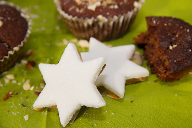 star cookies with green background stock photo