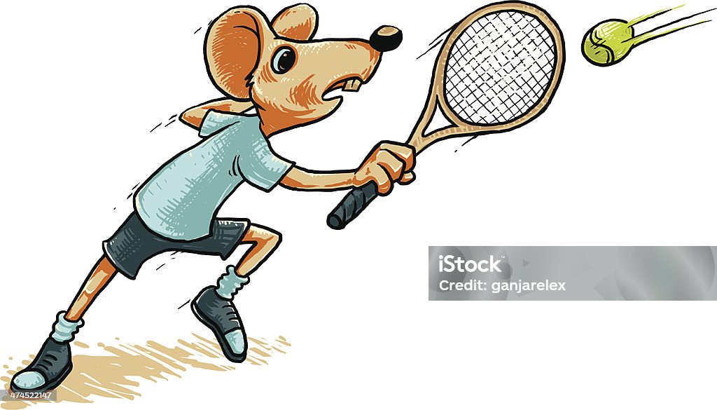 Myszy gra w tenisa - Grafika wektorowa royalty-free (Mysz - zwierzę)