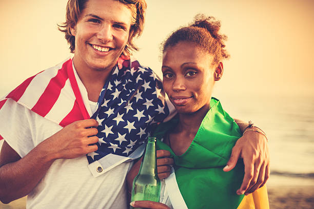 happiness american couple on summer